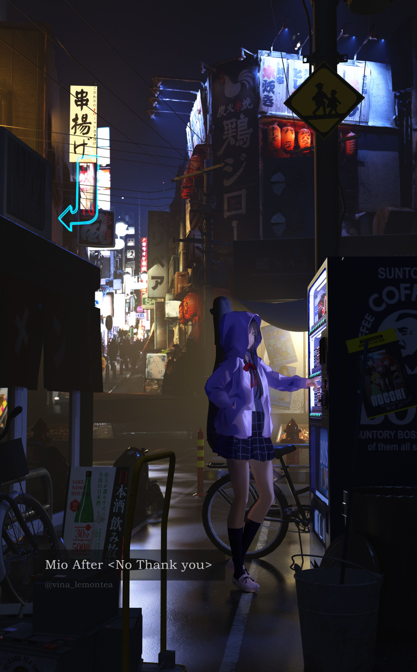1girl, 3d, absurdres, akiyama_mio, artist_name, bicycle, black_socks, bocchi_the_rock!