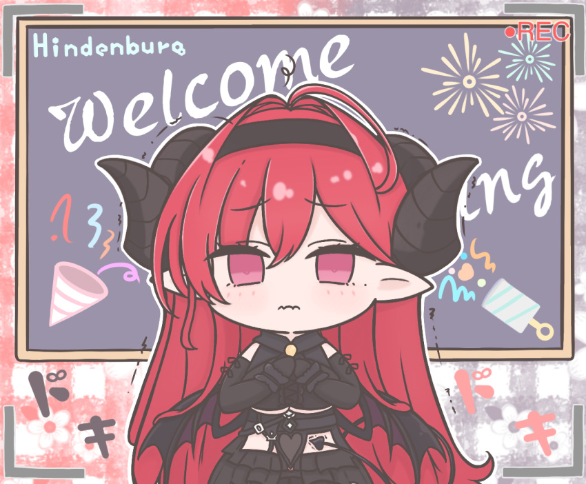 1girl, azur_lane, black_gloves, black_hairband, black_skirt, black_wings, chalkboard, character_name