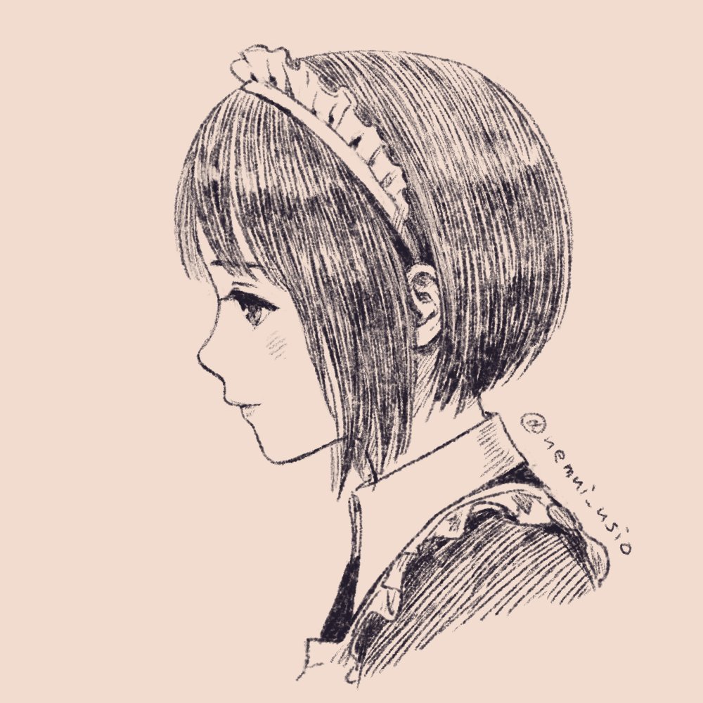 1girl, blush, bob_cut, character_request, from_side, hai_to_no_monogatari, inverted_bob, looking_ahead