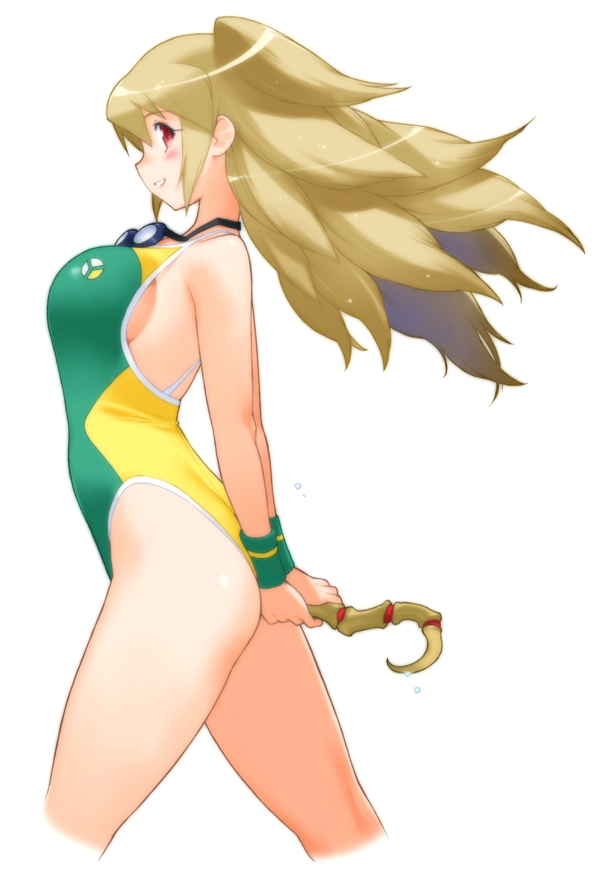 competition_swimsuit, diol_twee, goggles, highres, konami, long_hair, official_art, one-piece_swimsuit