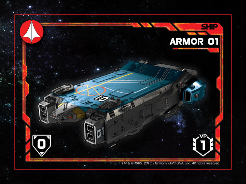 1985, 2018, armd, board_game, card, card_(medium), choujikuu_yousai_macross, dated, emblem, energy_cannon, english_commentary, english_text, glowing, harmony_gold, hatch, js_digitalartist, landing_bay, light, logo, macross, military, nebula, no_humans, official_art, playing_card, radio_antenna, robotech, robotech:_force_of_arms, roundel, space, spacecraft, starry_background, thrusters, turret, u.n._spacy, vernier_thrusters