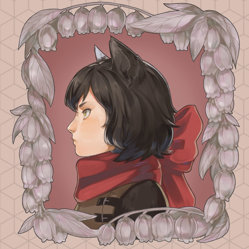 1girl, animal_ears, armor, black_hair, body_fur, border, cat_ears, cat_girl