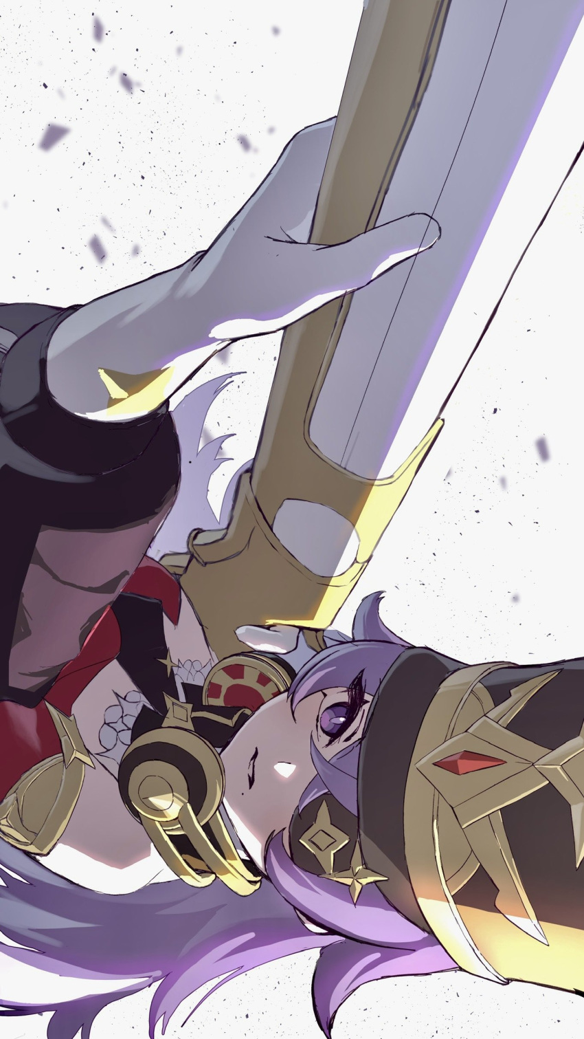 1girl, absurdres, bare_shoulders, black_headwear, black_necktie, bright_pupils, chevreuse_(genshin_impact), commentary_request