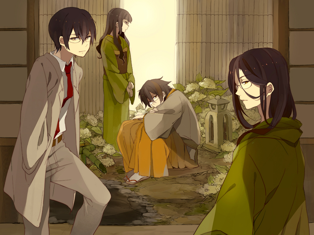 black_hair, formal, glasses, itoshiki_kei, itoshiki_mikoto, itoshiki_nozomu, itoshiki_rin, japanese_clothes
