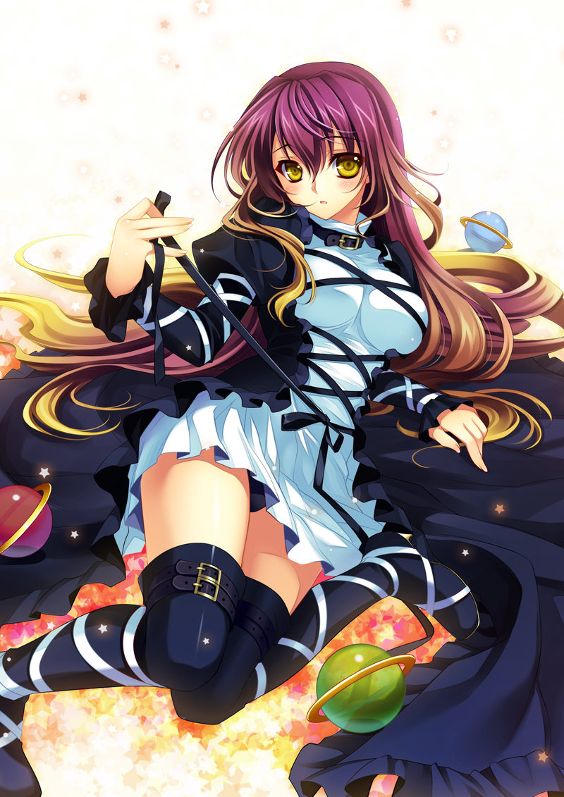 boots, breasts, cross-laced_footwear, eyes, gradient_hair, hijiri_byakuren, large_breasts, legs