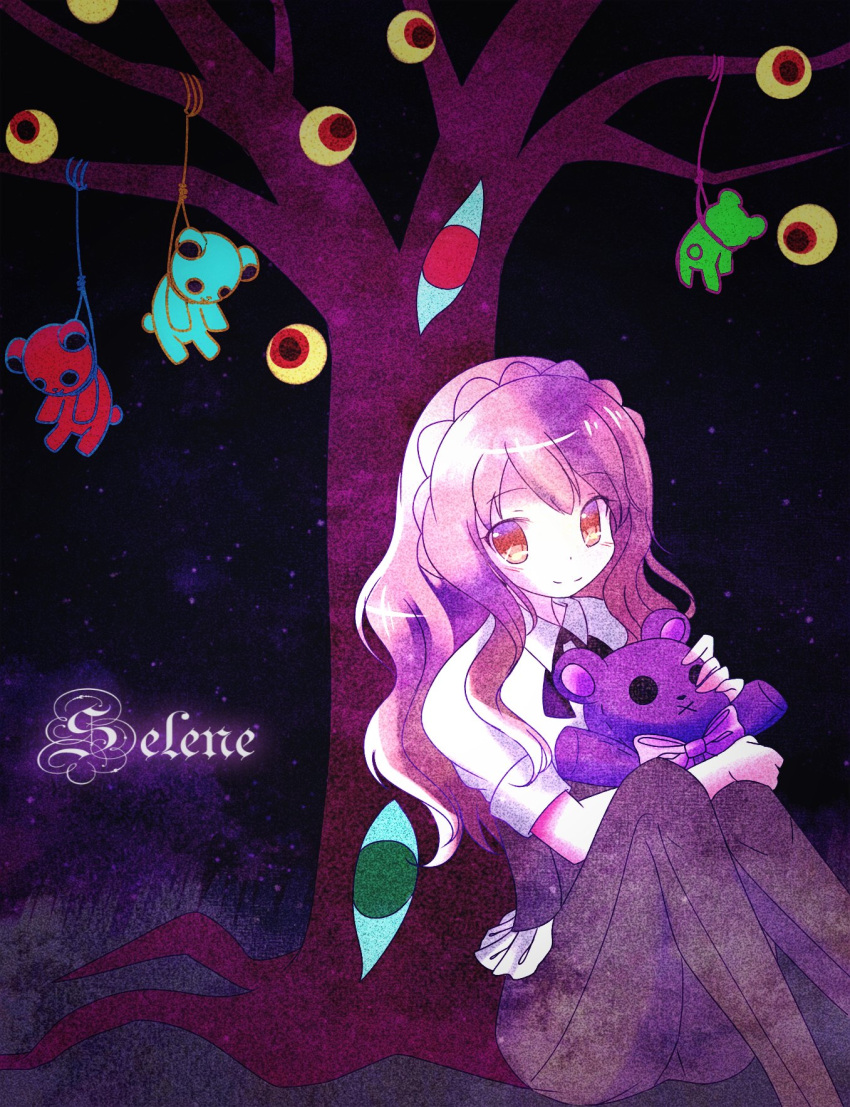 1girl, aishin, brown_corset, corset, highres, holding, holding_stuffed_toy, hugging_object