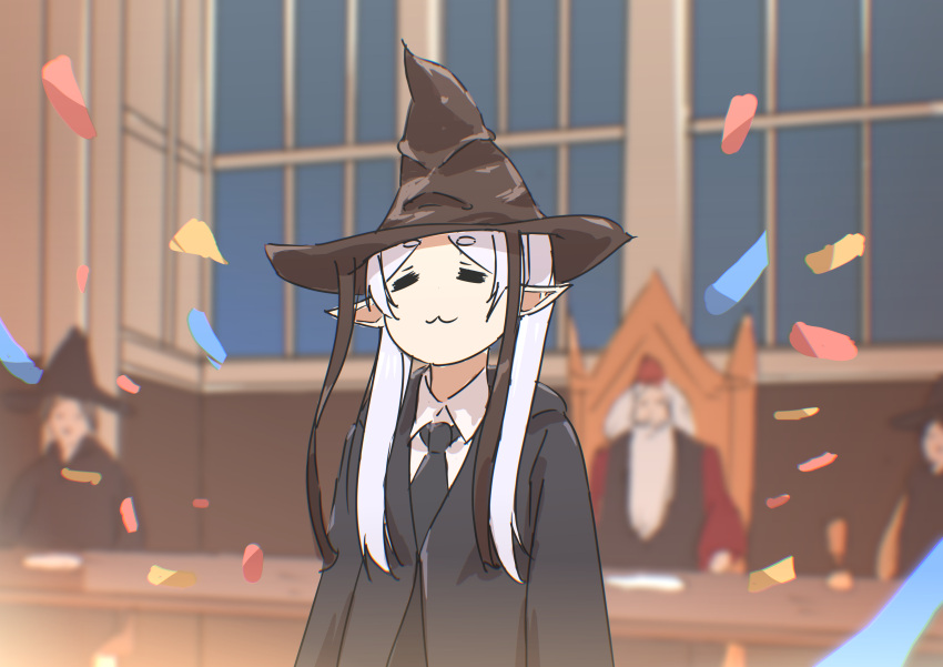 1girl, :3, absurdres, closed_eyes, crossover, elf, frieren, harry_potter_(series)