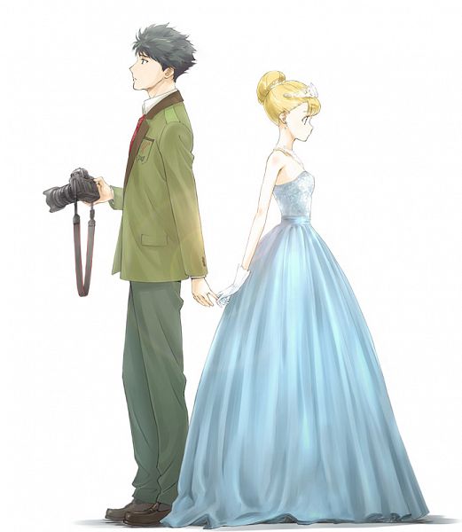 1boy, 1girl, black_hair, blonde_hair, couple, husband_and_wife, tada-kun_wa_koi_wo_shinai, tada_mitsuyoshi