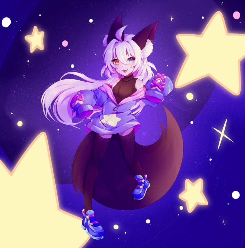 1girl, :3, ahoge, animal_ears, bare_shoulders, blue_eyes, blush, cross-laced_sleeves