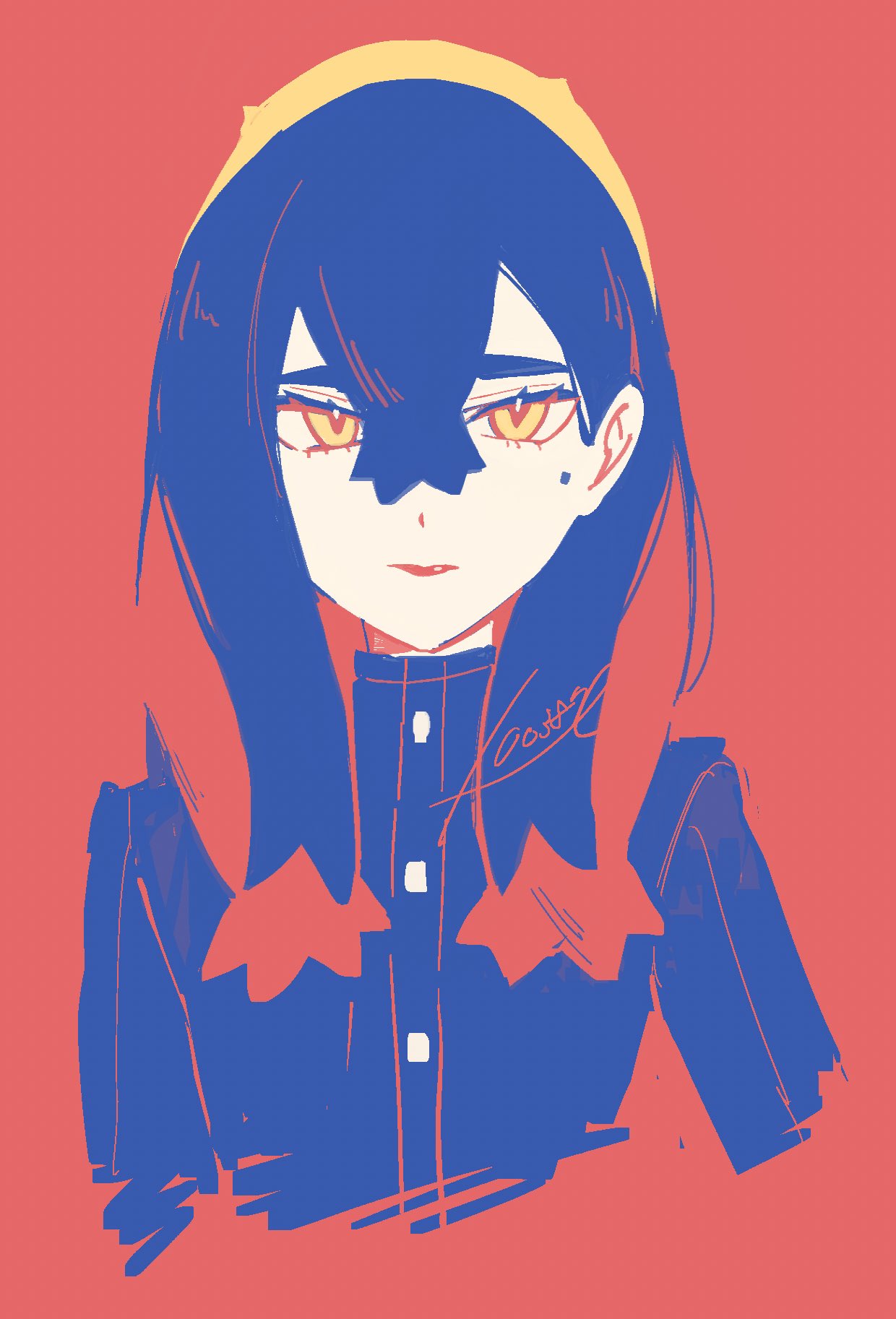 100387l, 1girl, blue_jacket, carmine_(pokemon), closed_mouth, crossed_bangs, hair_between_eyes, hairband