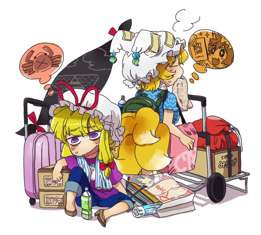casual, chen, contemporary, crab, gap, hakurei_reimu, luggage, panties