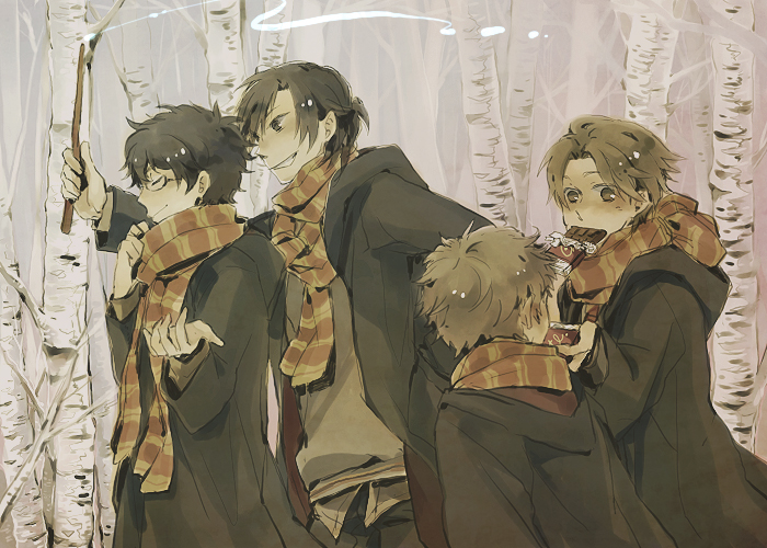 brown_hair, childlock, chocolate, harry_potter, james_potter, male, multiple_boys, peter_pettigrew
