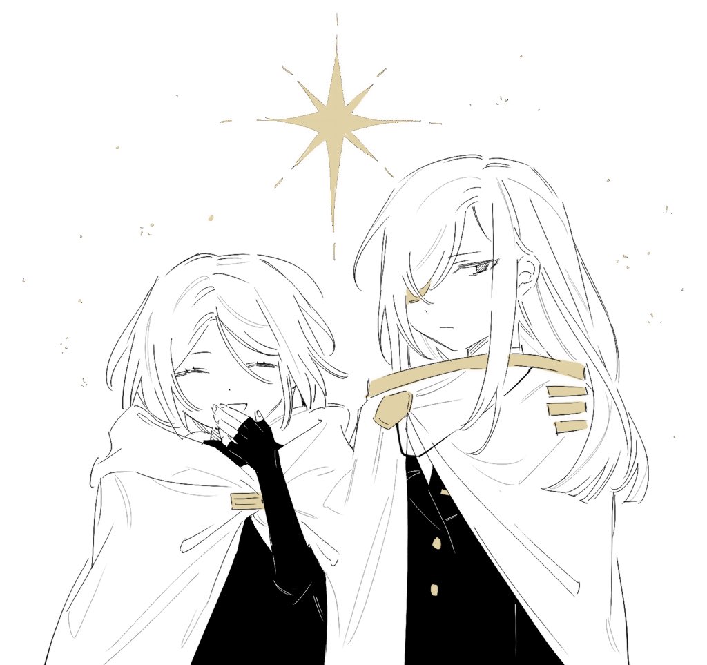 1boy, 1girl, cape, closed_mouth, dress, esther_(project_moon), expressionless, eyepatch