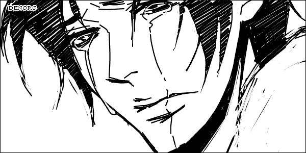 1boy, animated, animated_gif, black_hair, blinking, character_request, copyright_request, crying, denoro, monochrome, sad, signature, tears, wind