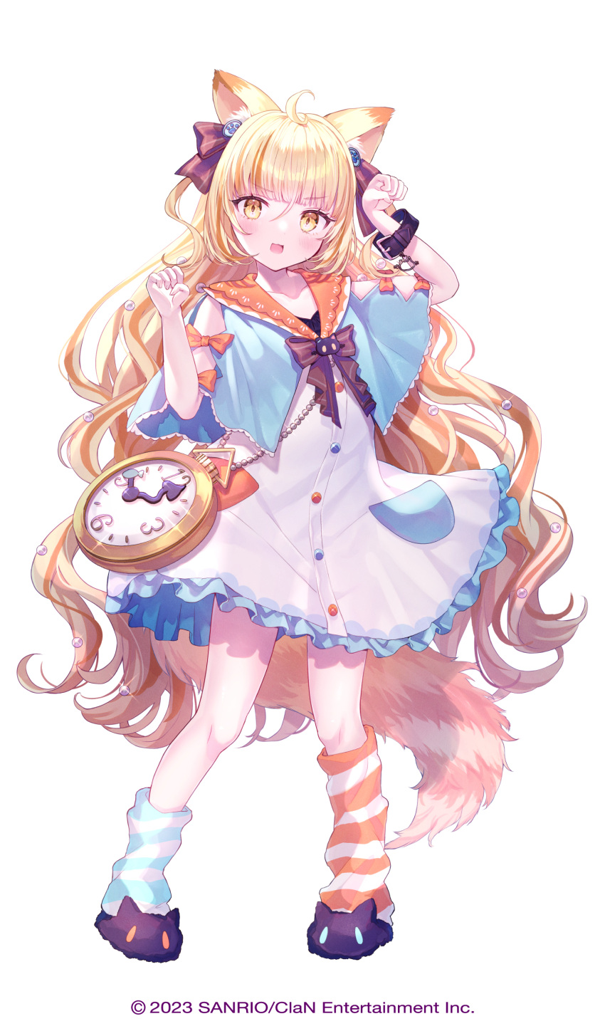 1girl, :3, absurdres, ahoge, animal_ear_fluff, animal_ears, blonde_hair, blue_capelet