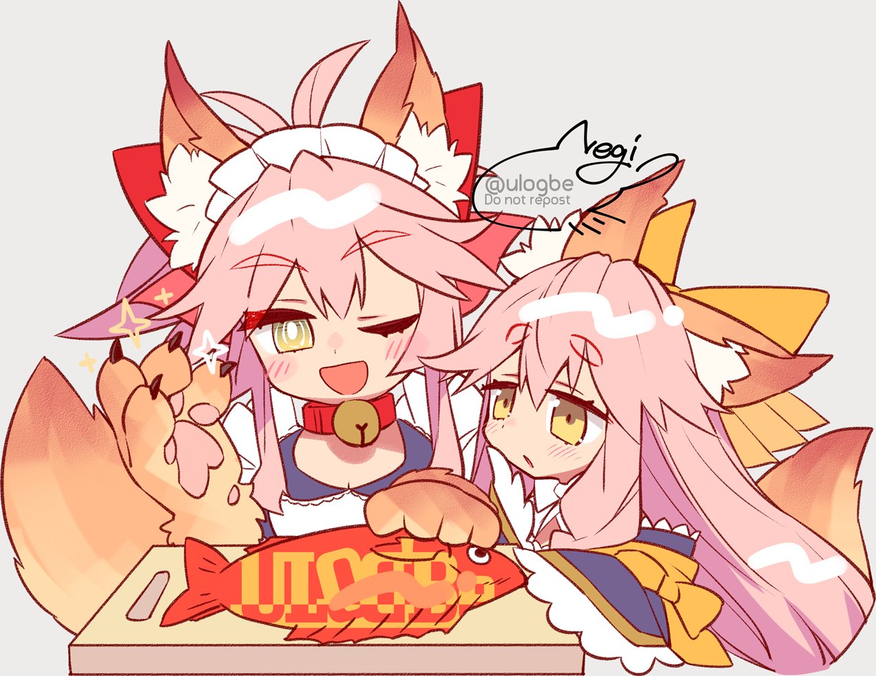 animal_ear_fluff, animal_ears, animal_hands, bell, blush, cat_paws, cutting_board, fate/grand_order