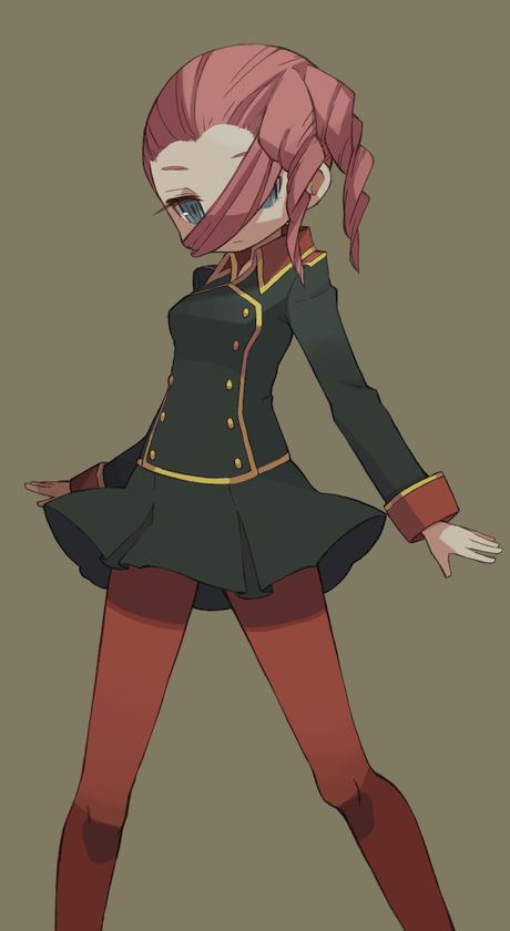 blue_eyes, drill_hair, inazuma_eleven, pantyhose, pink_hair, solo, takanashi_shinobu, uniform