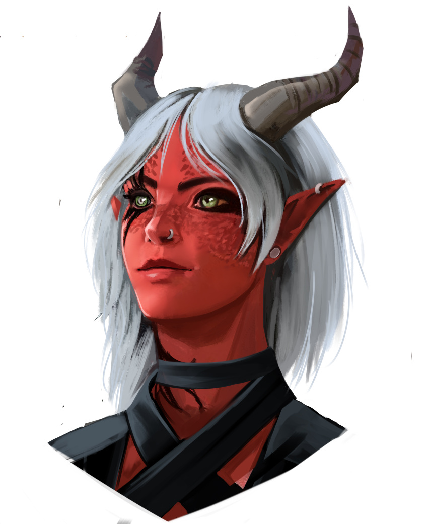 1girl, absurdres, baldur's_gate, baldur's_gate_3, brown_horns, closed_mouth, colored_sclera, colored_skin