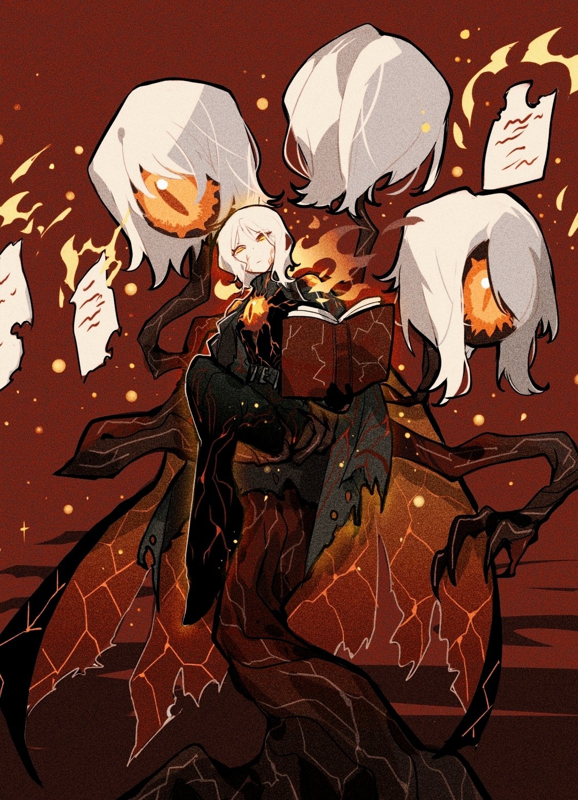 1girl, aislan, black_cape, black_pants, book, cape, e.g.o_(project_moon), faust_(project_moon)