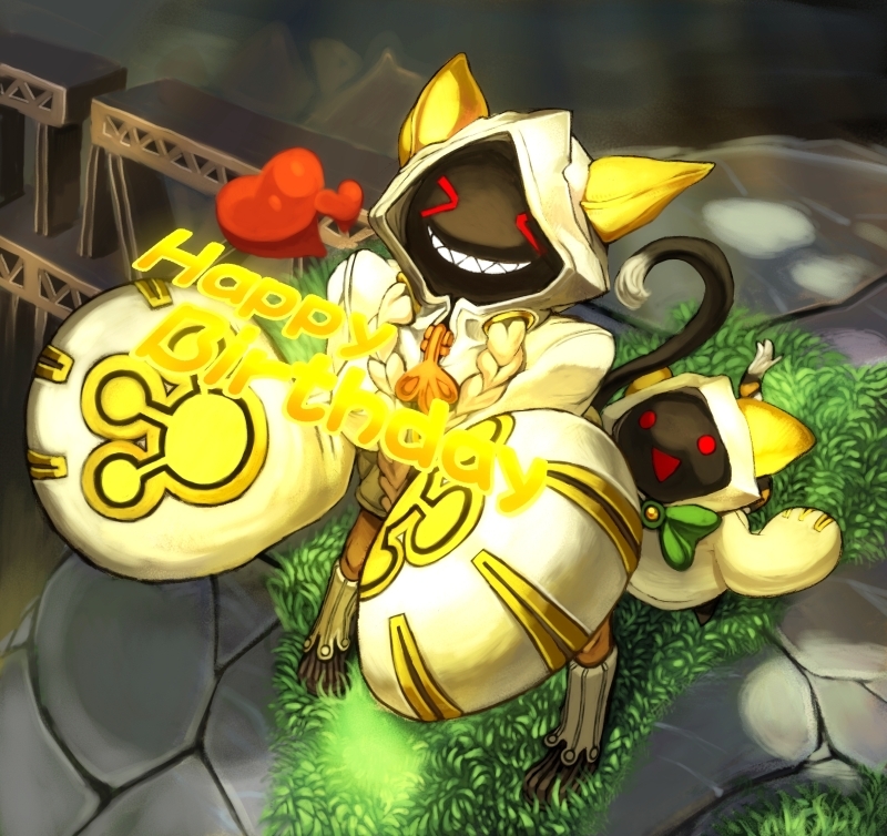 blazblue, braid, gou, happy_birthday, hood, kaka_kittens, taokaka, twin_braids