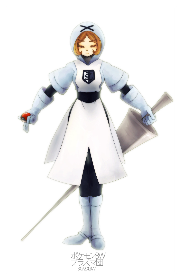 arms_open, brown_hair, closed_eyes, ginkun, glowing, holding, holding_poke_ball, knight