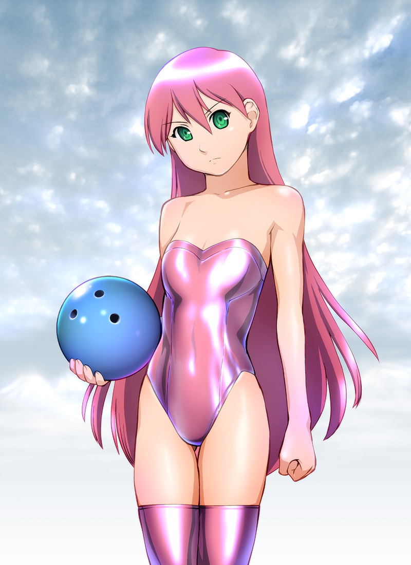 bare_shoulders, bowling_ball, cloud, daichouhen_doraemon, doraemon, doraemon:_nobita_to_tetsujin_heidan, green_eyes, leotard
