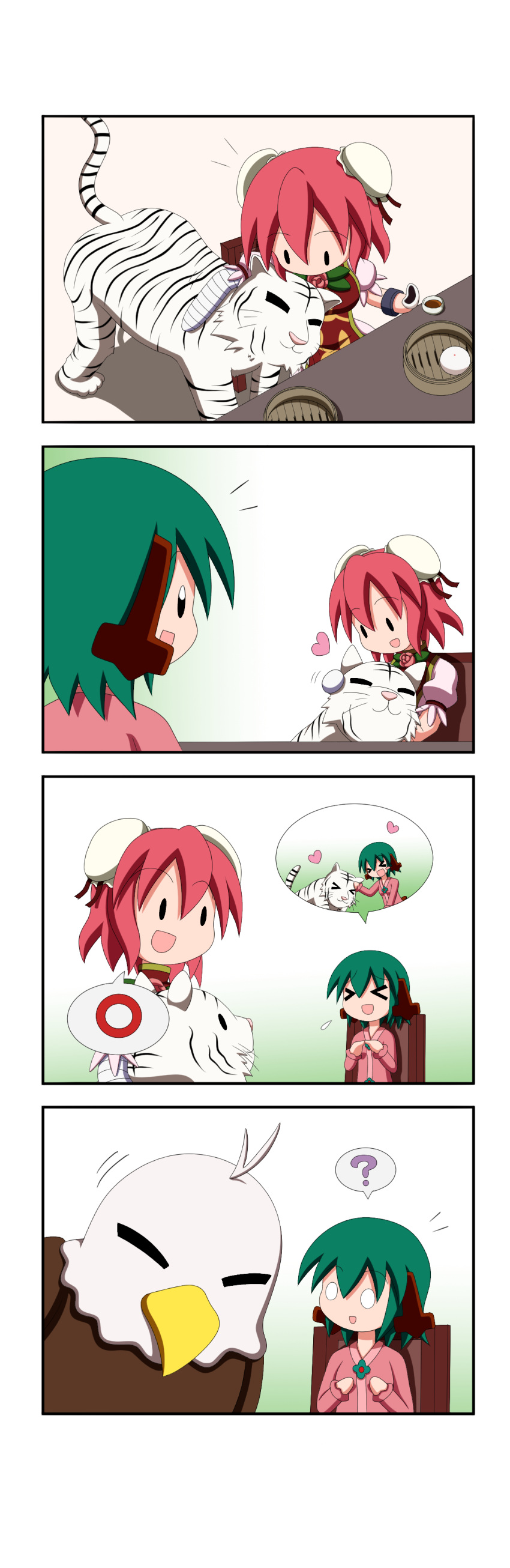 ?, absurdres, ahoge, animal_ears, bamboo_steamer, bandaged_arm, bandages, baozi