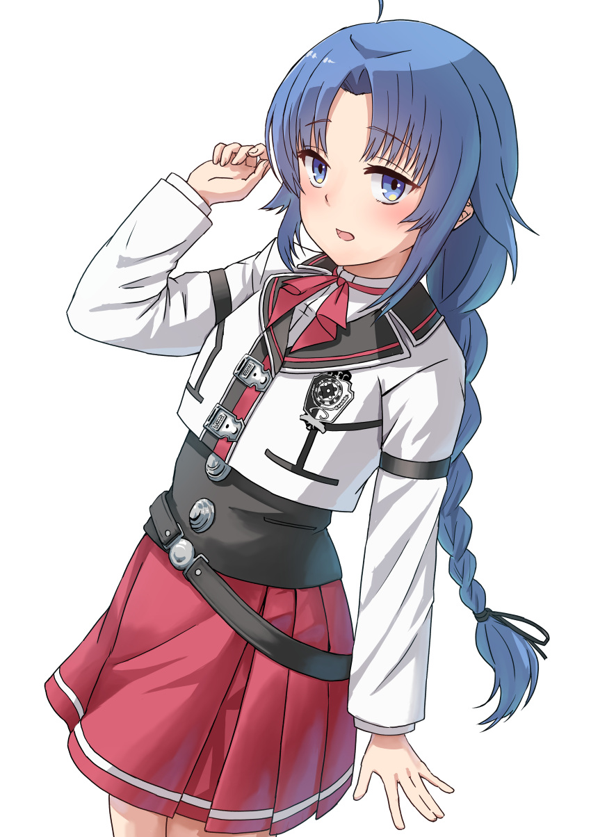 1girl, absurdres, ahoge, belt, black_belt, black_corset, blue_eyes, blue_hair