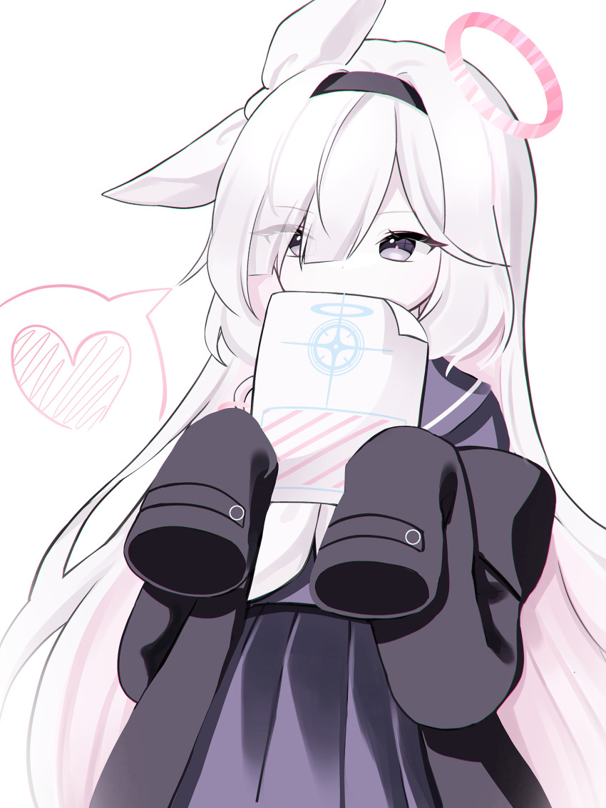 1girl, absurdres, black_coat, black_hairband, black_sailor_collar, black_serafuku, black_skirt, blue_archive