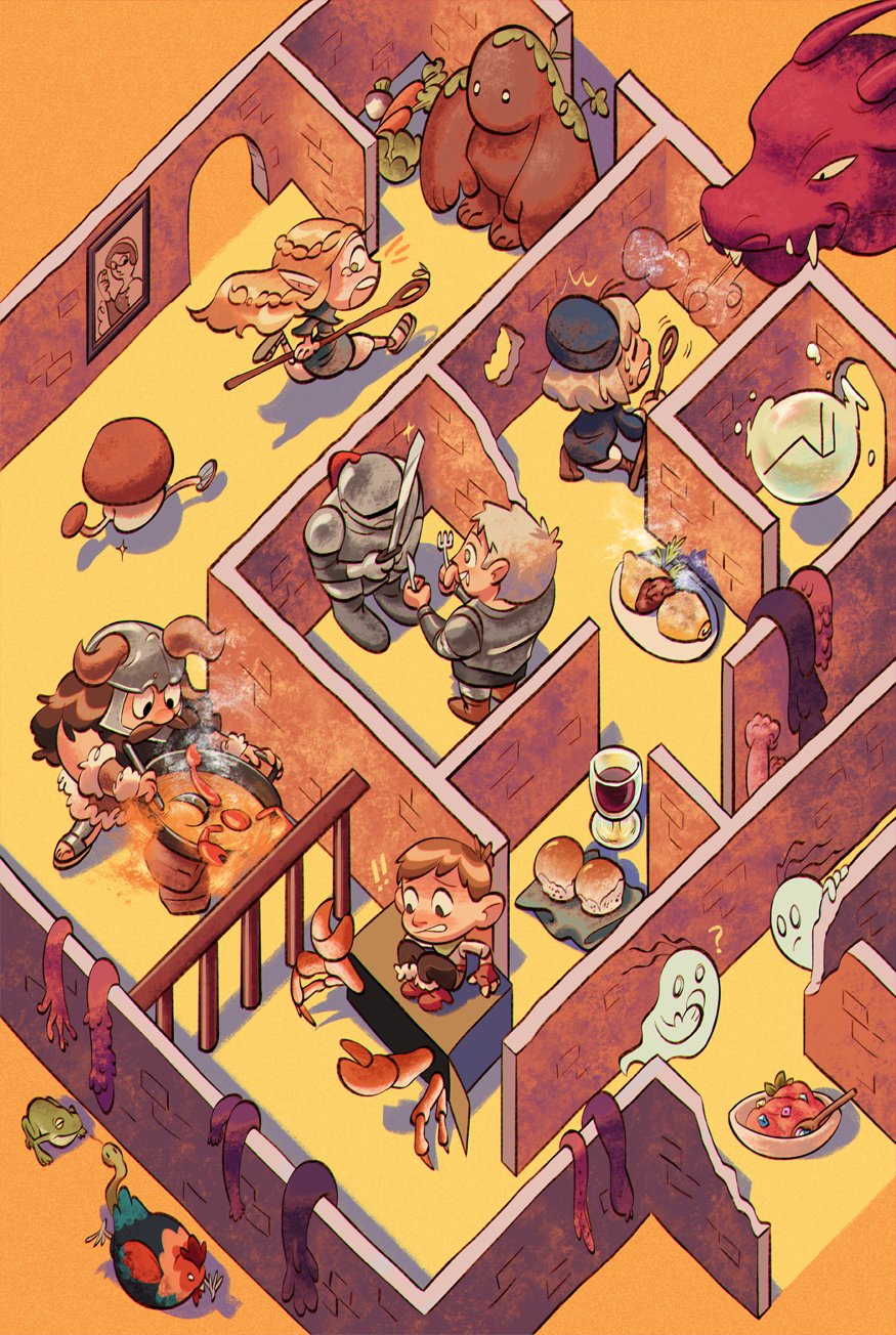 2girls, 3boys, ?, alcohol, alicenpai, armor, basilisk, battle