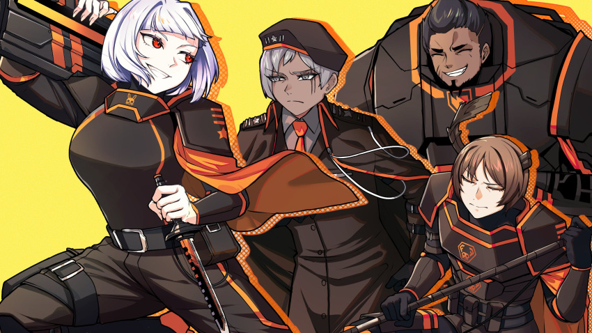 aiguillette, antlers, armor, asdf_(rokiru08), belt_pouch, beret, black_coat, black_gloves