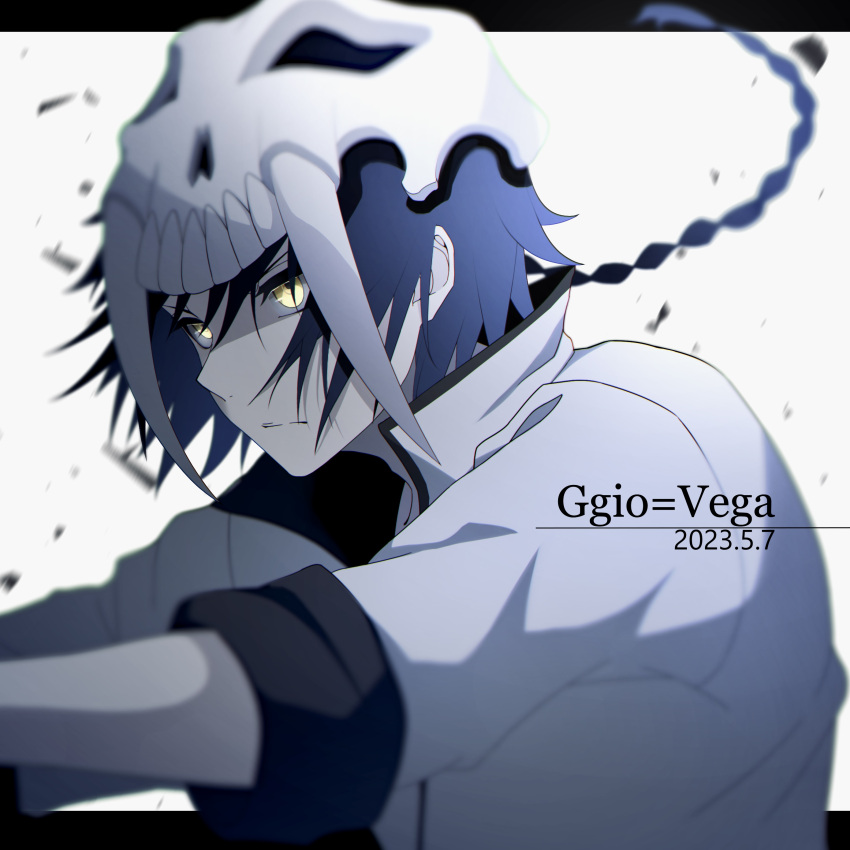1boy, 2023, absurdres, black_hair, bleach, blurry, braid, braided_ponytail