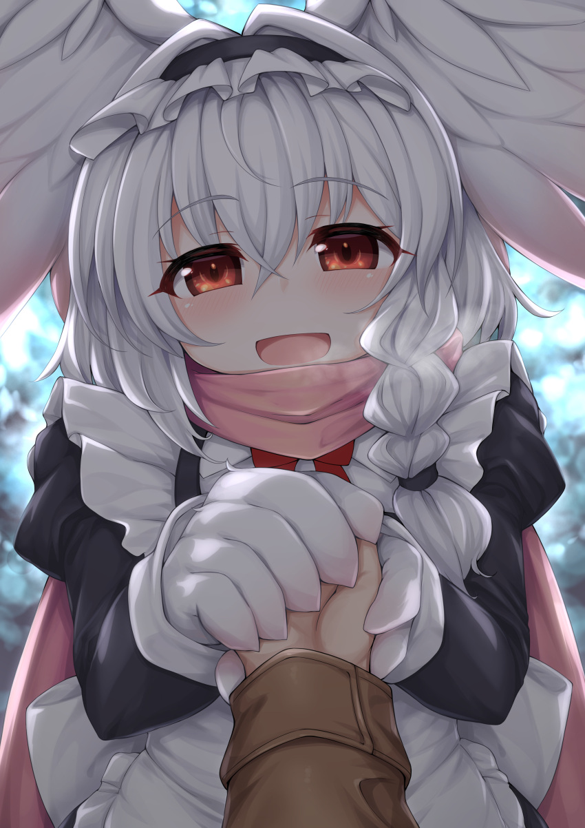 1boy, absurdres, apron, bird_wings, black_dress, braid, crossdressing, dress