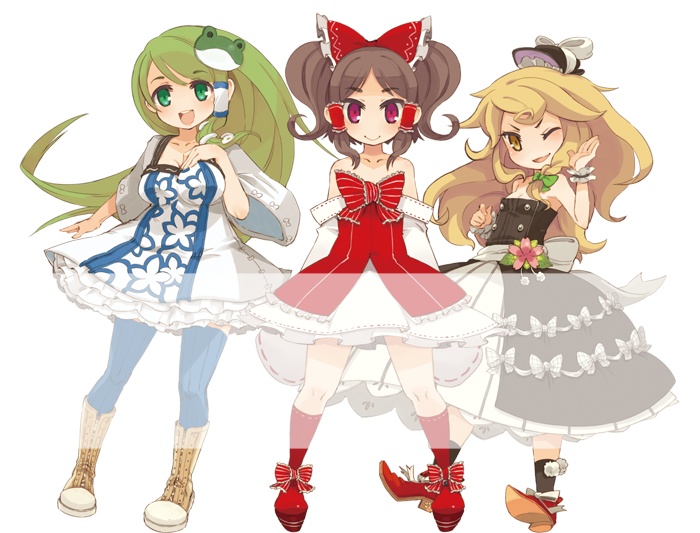 alternate_costume, alternate_hairstyle, bare_shoulders, blonde_hair, blue_legwear, blue_thighhighs, boots, bow