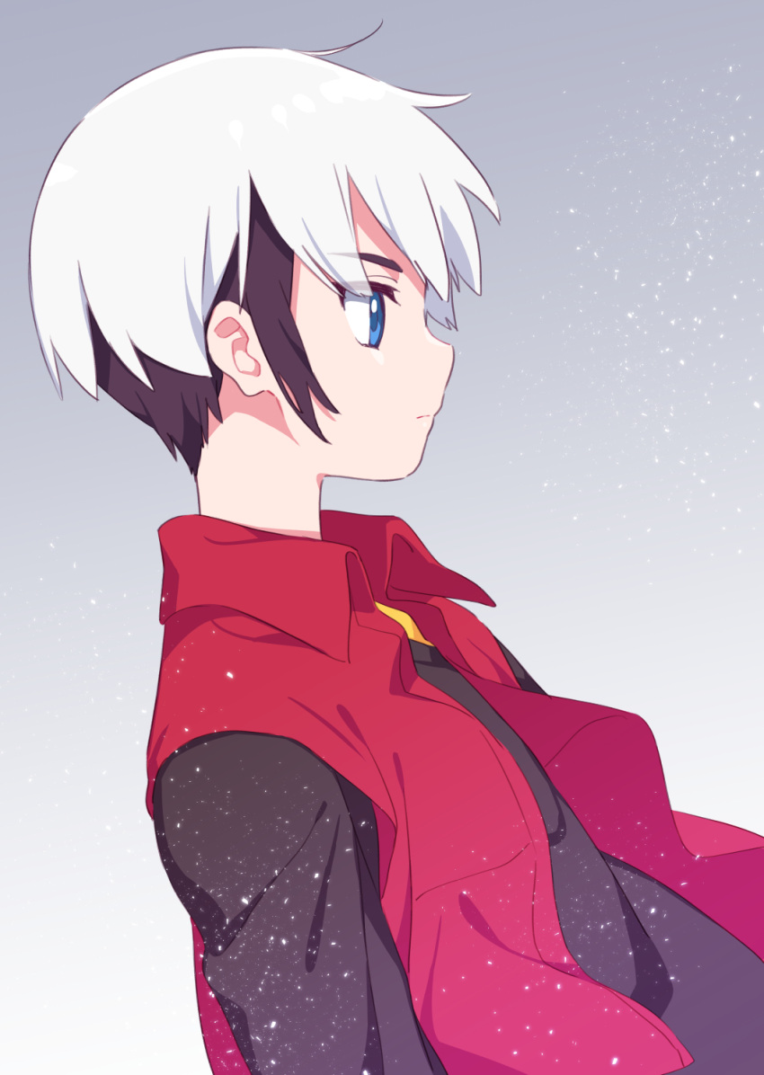 1boy, black_hair, black_shirt, blue_eyes, closed_mouth, commentary_request, eugene_chaud_(mega_man), from_side