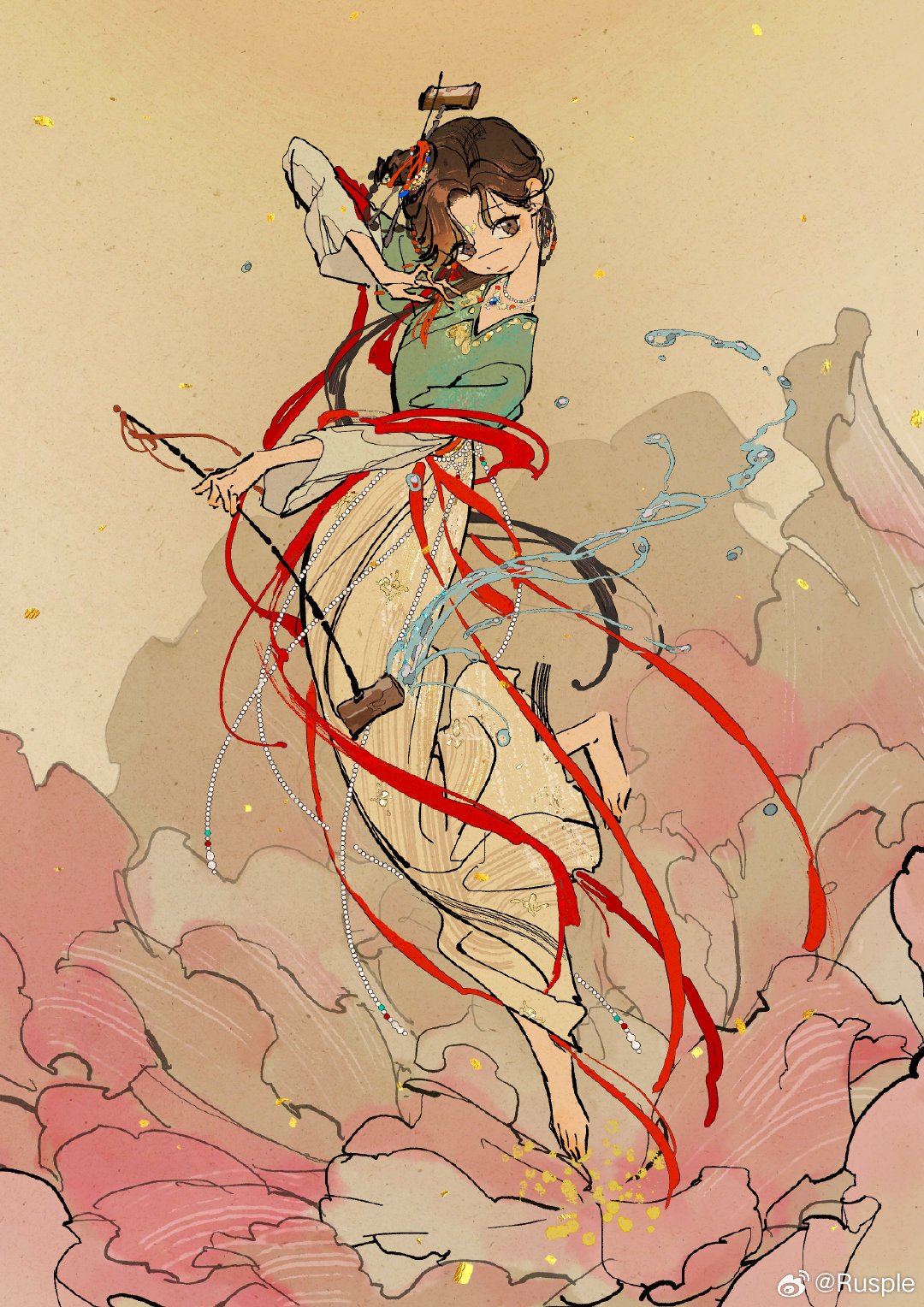 1girl, alcohol, barefoot, black_eyes, black_hair, chinese_clothes, chinese_hairpin, closed_mouth