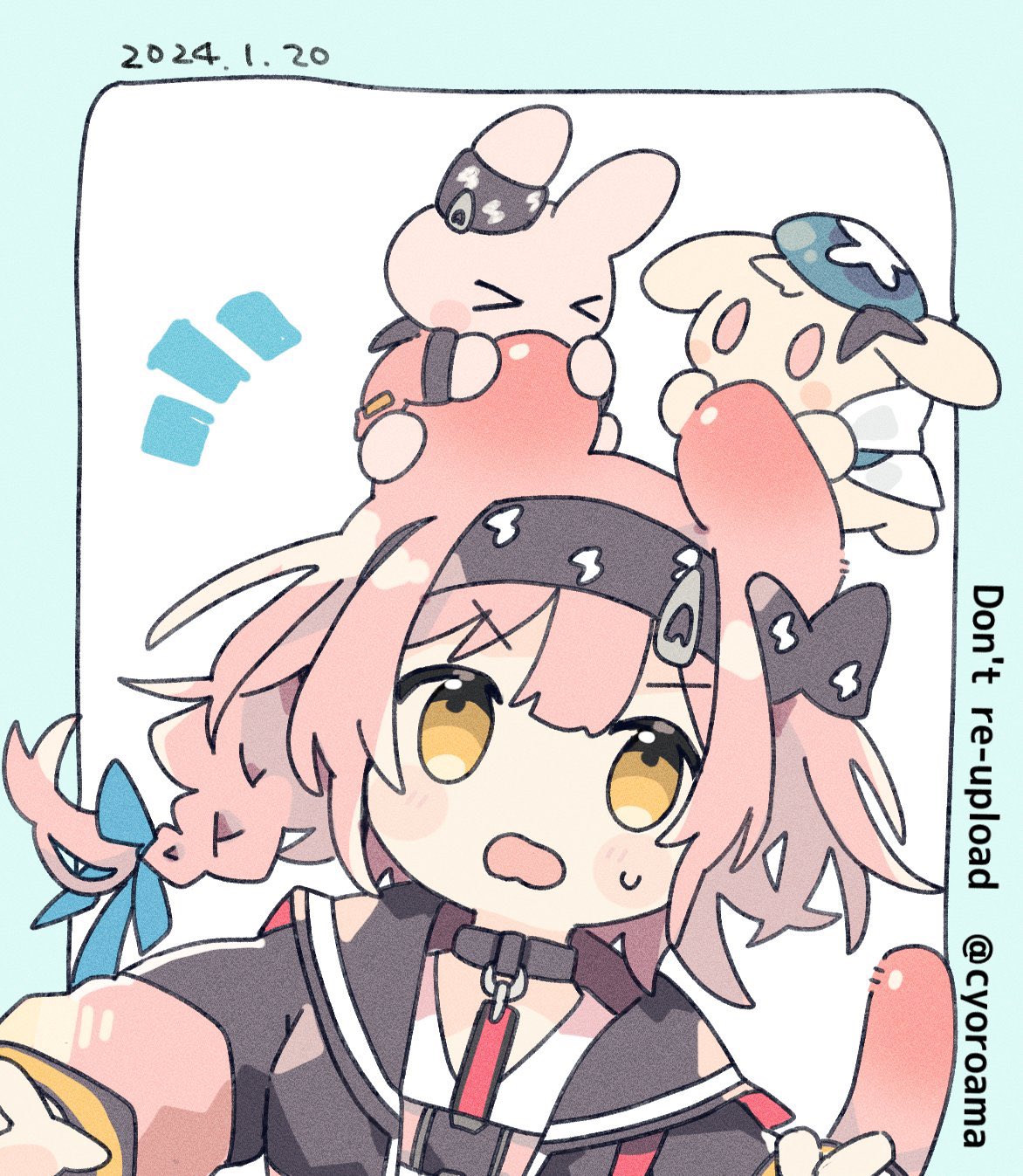 1girl, animal_ears, arknights, artist_name, black_hairband, blush_stickers, braid, cat_ears