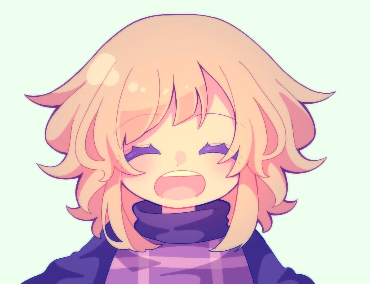 1girl, asymmetrical_bangs, blonde_hair, closed_eyes, colored_eyelashes, curly_hair, dot_nose, eyelashes