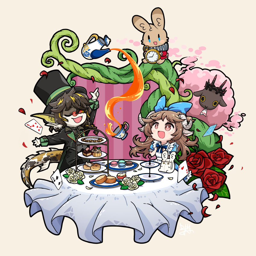1boy, 1girl, absurdres, ace_(playing_card), ace_of_hearts, alice_(alice_in_wonderland), alice_(alice_in_wonderland)_(cosplay), alice_in_wonderland