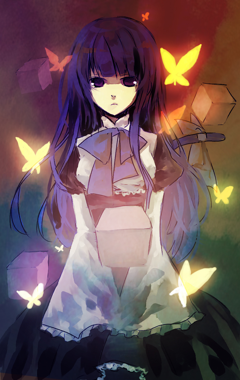 1girl, cube, frederica_bernkastel, highres, long_hair, nr_(cmnrr), purple_eyes, purple_hair