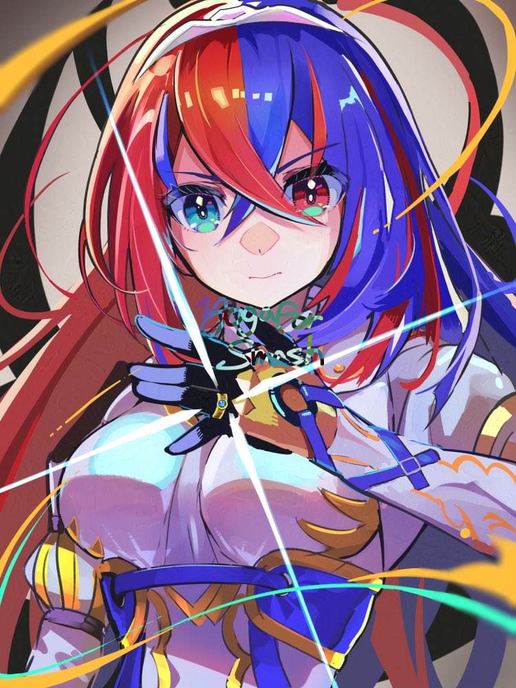 1girl, alear_(female)_(fire_emblem), alear_(fire_emblem), armor, blue_eyes, blue_hair, breasts, crossed_bangs