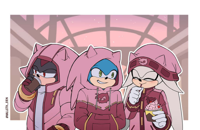 3boys, amy_rose, animal_ears, animal_nose, artist_name, black_fur, blush, border