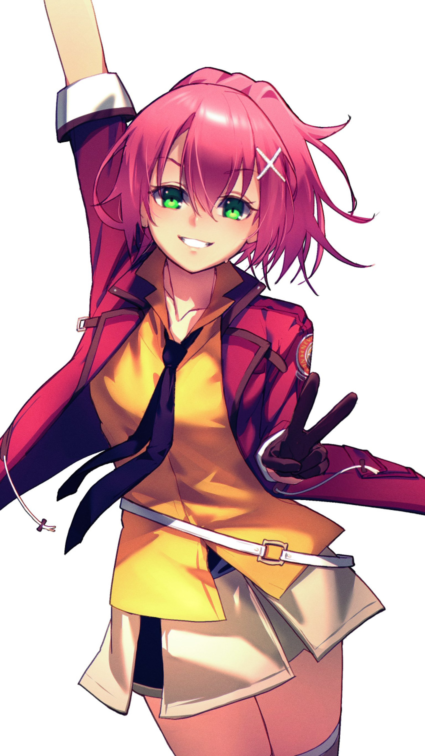 1girl, absurdres, brown_gloves, double-parted_bangs, eiyuu_densetsu, gloves, green_eyes, hair_between_eyes