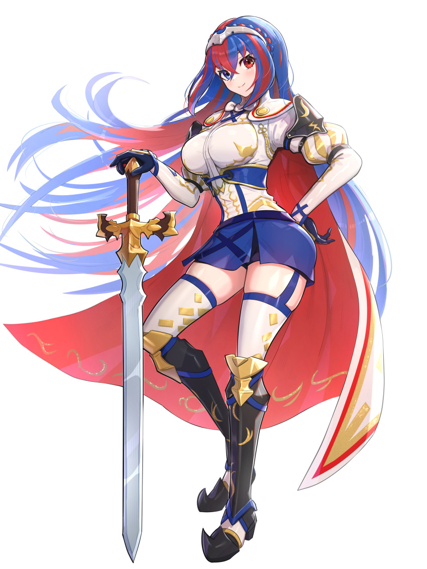 1girl, absurdres, alear_(female)_(fire_emblem), alear_(fire_emblem), armor, blue_eyes, blue_hair, breasts