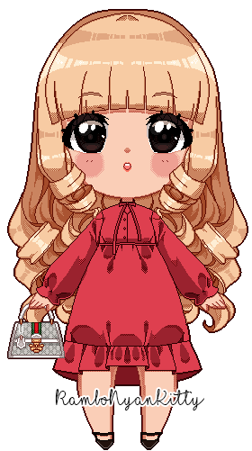 1girl, :o, artist_name, bag, black_eyes, black_footwear, blonde_hair, blush_stickers