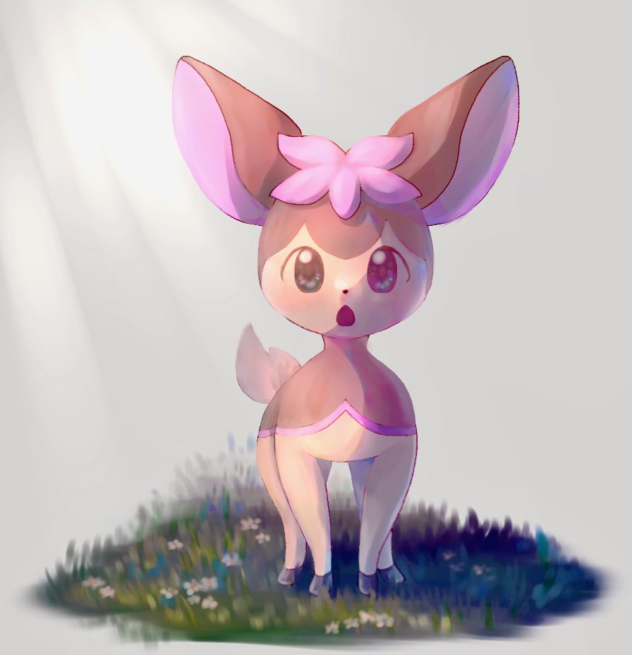 alternate_color, animal_focus, black_eyes, blush, butter_(oshi8kyoumoh), commentary_request, deer, deerling