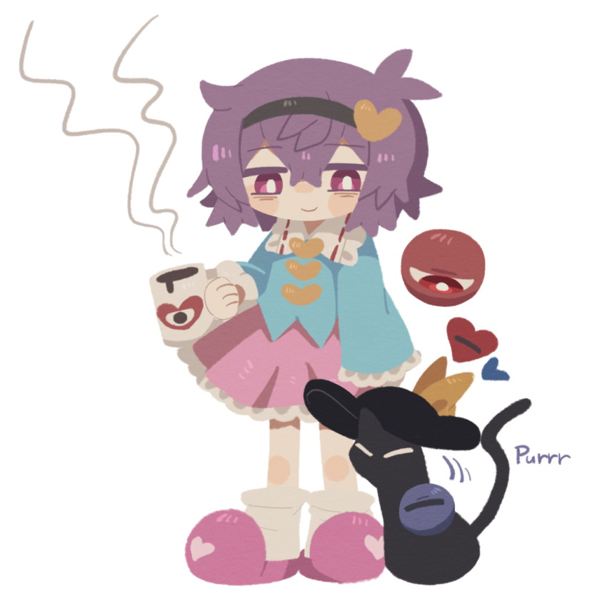 1girl, animal, animalization, bags_under_eyes, black_cat, black_eyes, black_headwear, blue_shirt
