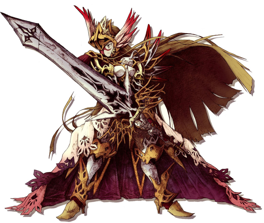 armor, blonde_hair, boots, cape, knight, knights_in_the_nightmare, maria, maria_(knights_in_the_nightmare)