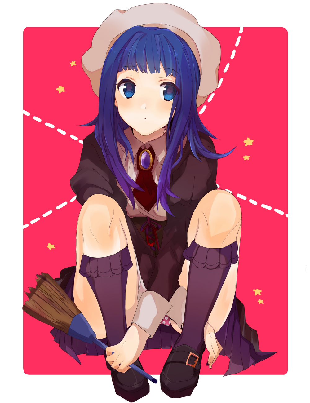 blue_hair, cosplay, dress, furudo_erika, hat, highres, maid, okia