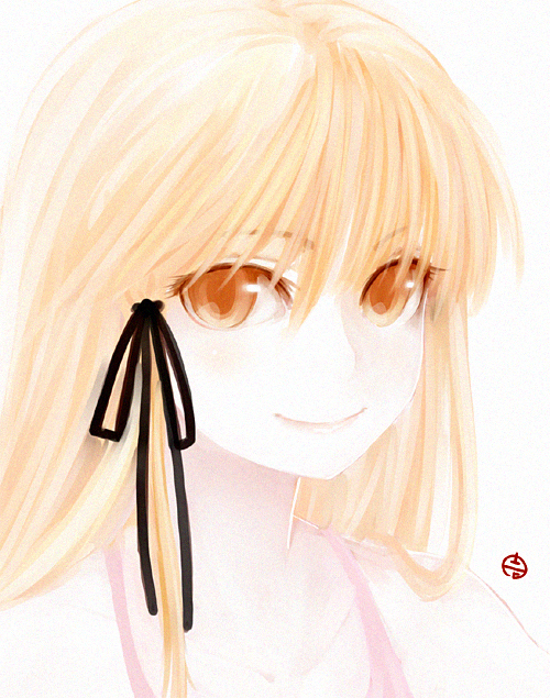 bakemonogatari, blonde_hair, brown, brown_eyes, dress, eyes, face, hair
